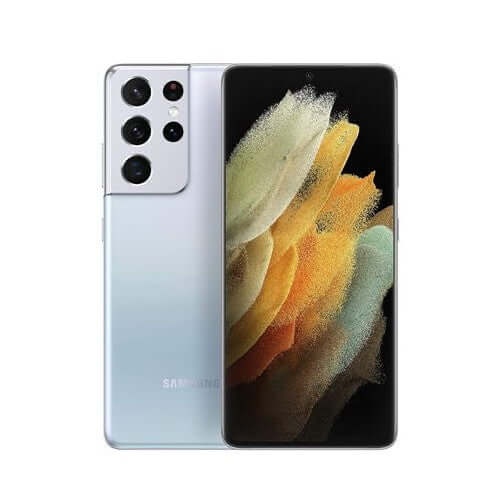 Samsung Galaxy S21 Ultra 5G smartphone showing front and back on a white background